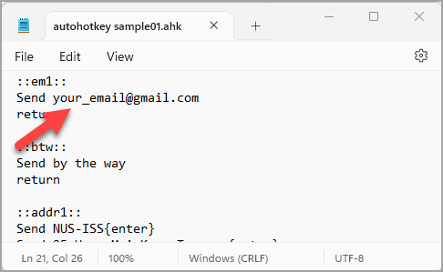 AutoHotkey Edit Email