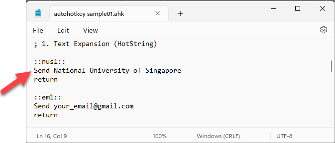 AutoHotkey hotstring - nus1