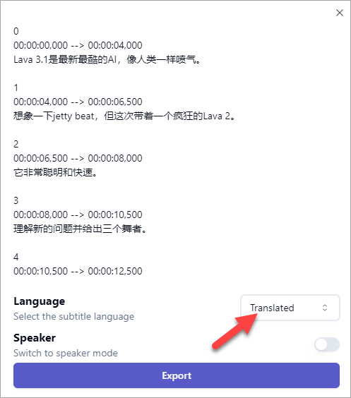 Export Translated Subtitles